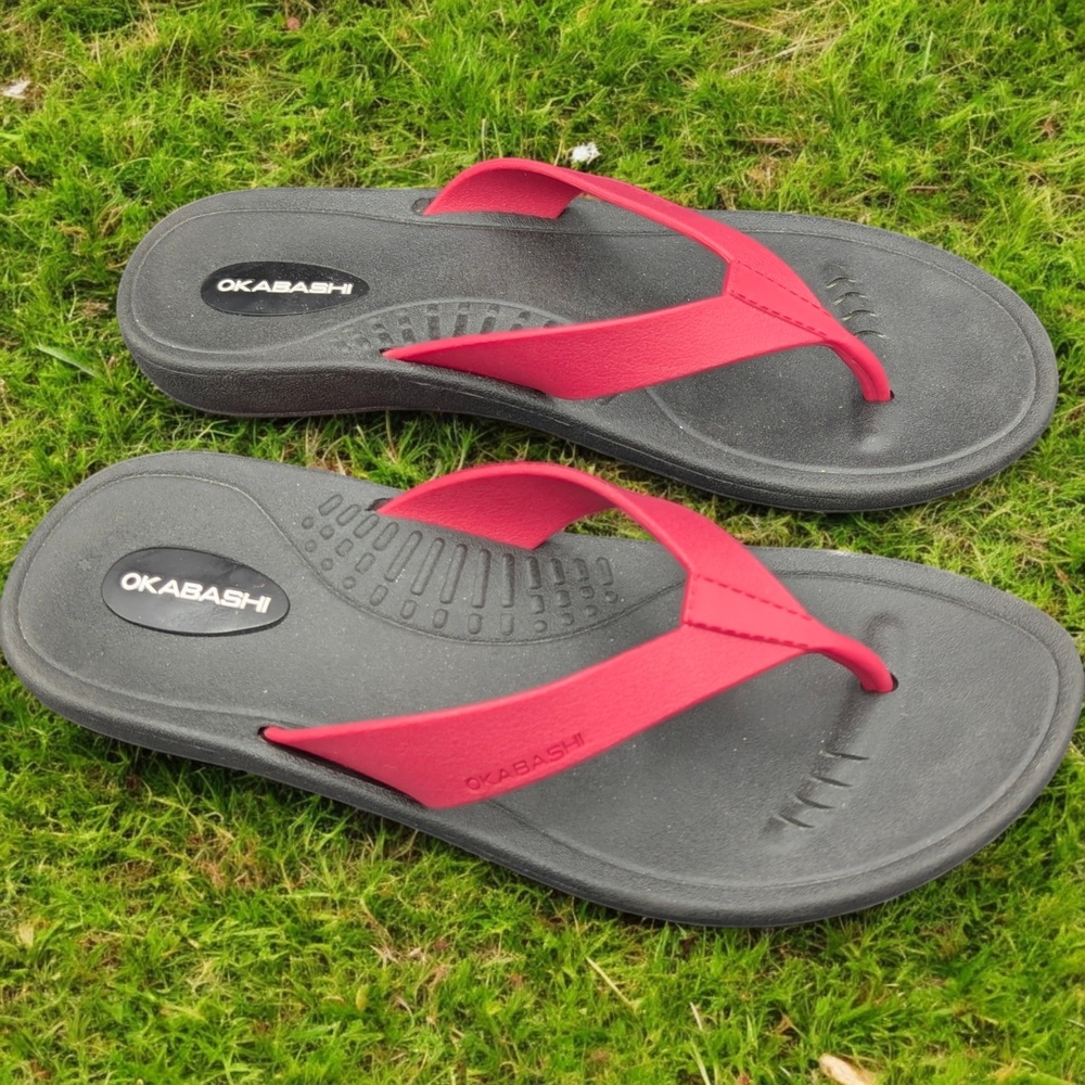Okabashi Black Pink Thong Sandals Flip Flops Small‎